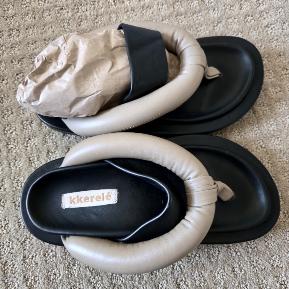 NEW Kkerelé Black and Beige Chunky Sandals